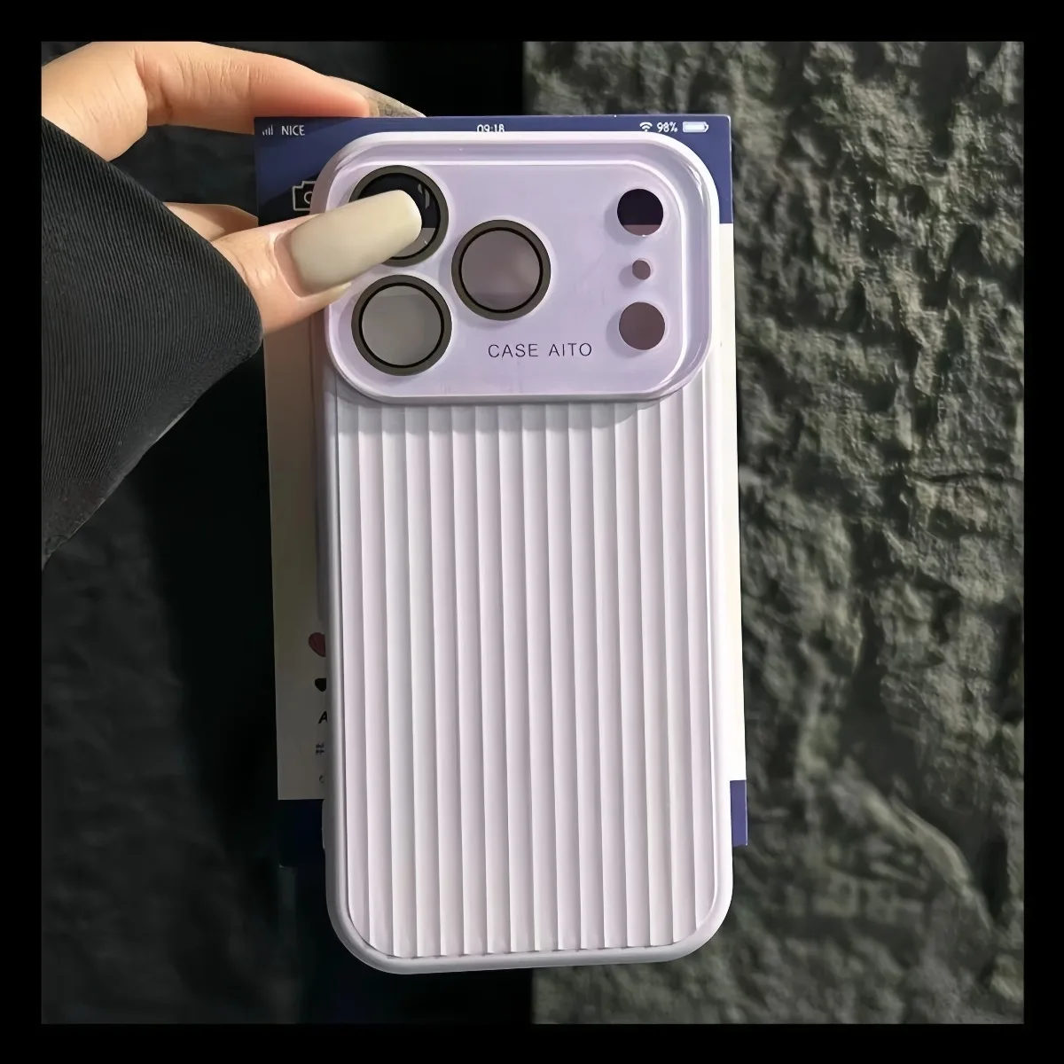 (roxo, Iphone 12 Pro Max) Capa De Celular Em Silicone Líquido Corrugado Com Proteção Para A Lente E Absorção De Impacto.