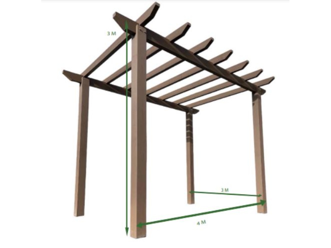 Kit Pergolado Composite Oakio Fibra De Vidro 3x4 M Maderterraneo