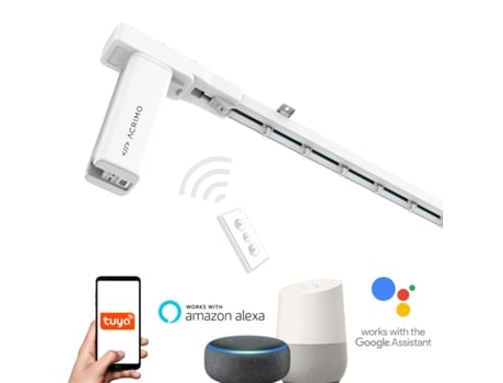 Trilho De Cortina Motorizada Acrimo, Trilho Inteligente Com Motor Wifi E Controlo Remoto, Compatível Com Google Home, Alexa E App Tuya Smart, 4m