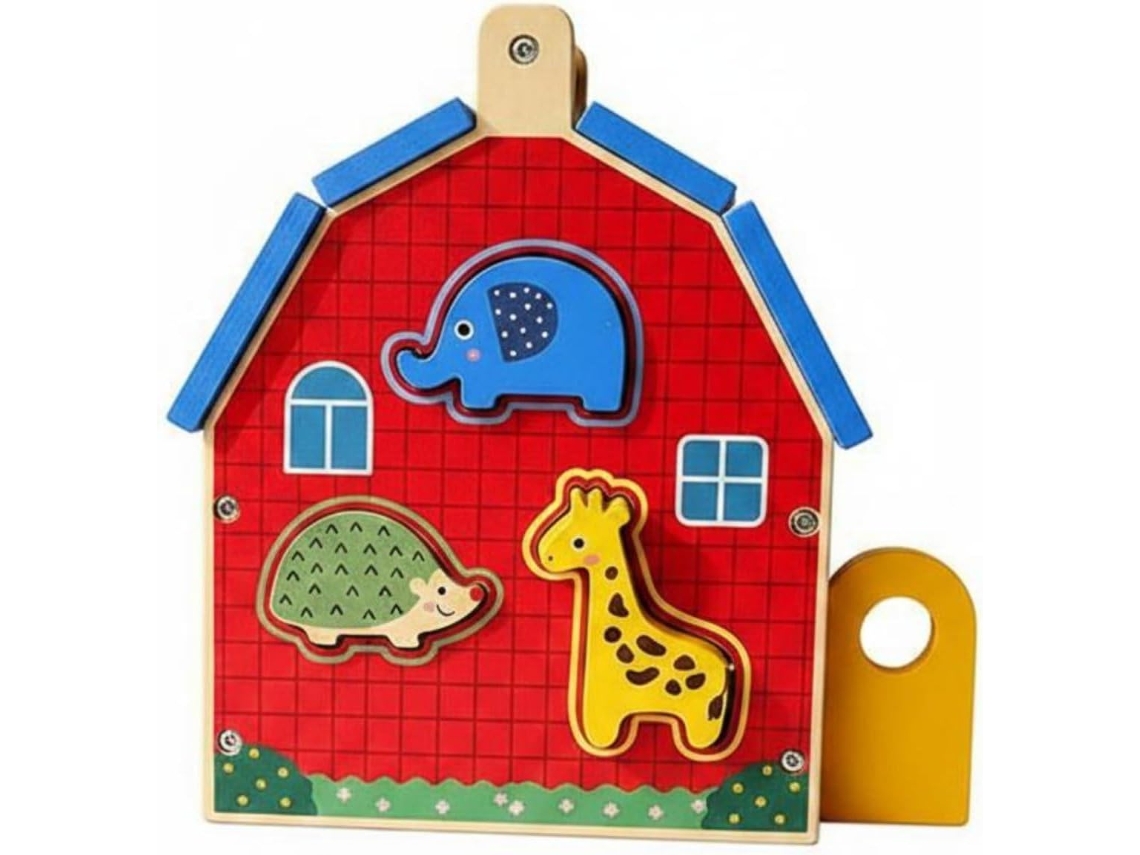 Brinquedo Educativo De Madeira Para Crianças: Encaixe Formas Animais,