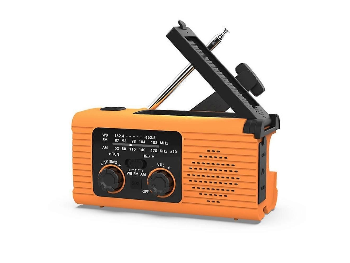 Rádio de Emergência Multifuncional com Banda Am/fm Manivela Iluminação Carga Solar Prevenção Desastres Laranja GOKOCO