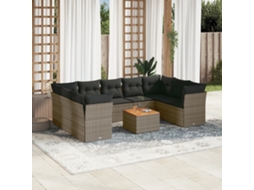 Jogo de Sofá Jardim 10 Peças C/ Almofadões Vime Pe Cinza Dkd Home Decor