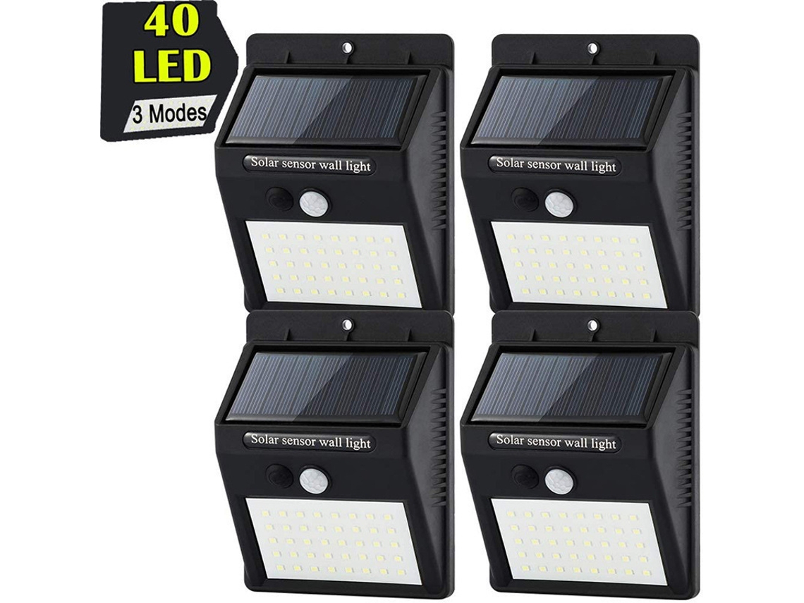 Conjunto de 4 luminárias solares externas, 20 LEDs, à prova d'água com sensor de movimento AQUAFORGE