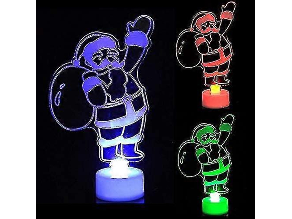 Conjunto De 3 Enfeites De Natal Luminosos Em Acrílico Com Sete Cores Para O Papai Noel. Hengjian
