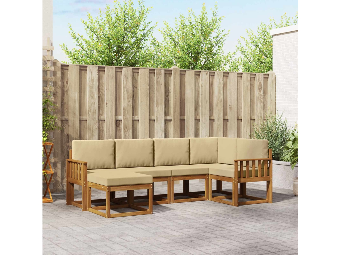 Vidaxl Conjunto De Sofás Para Exterior 6 Unid. Natural E Bege