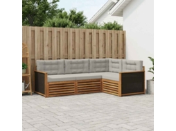 Vidaxl Conjunto De Sofás Para Exterior 4 Pcs Natural E Cinzento-claro