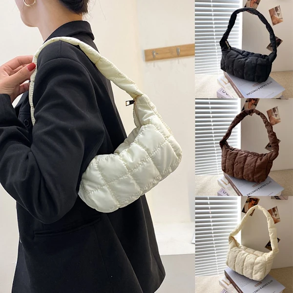 Bolsa Tote Acolchoada de Algodão Xadrez Branca AQUAFORGE