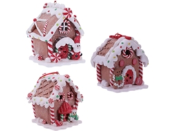 Conjunto de 3 enfeites de casa de especiarias com luzes LED, enfeite de árvore de Natal em formato de casa de especiarias.