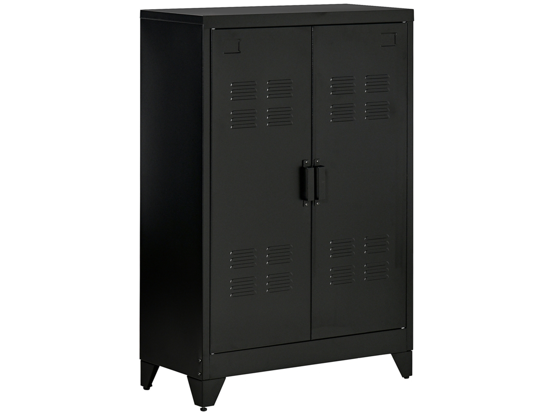 Armário de Metal BTFORUS para roupas e arquivo, 2 prateleiras, preto
