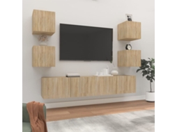 Vidaxl Conjunto Móveis De Tv 6 Pcs Madeira Processada Carvalho Sonoma
