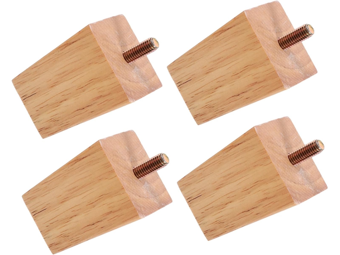 Holibanna Conjunto De 4 Pés Madeira Maciça Para Sofá, Móveis, Substituição De Pés Com Acabamento Natural, Resistentes