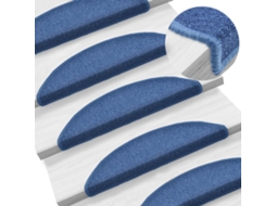 Vidaxl Tapetes De Escada 10 Peças 56x17x3 Cm Azul Semicircular