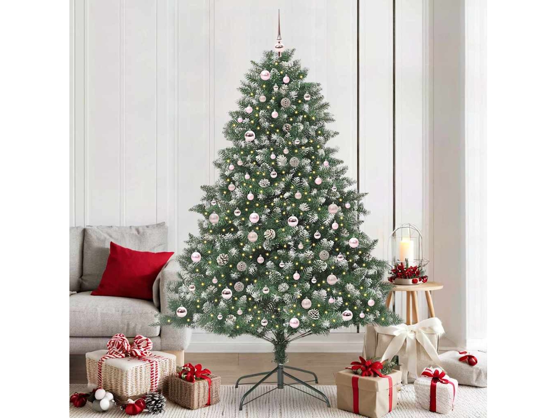 Vidaxl Árvore De Natal Artificial Verde 210 Cm Pvc, Plástico E Aço