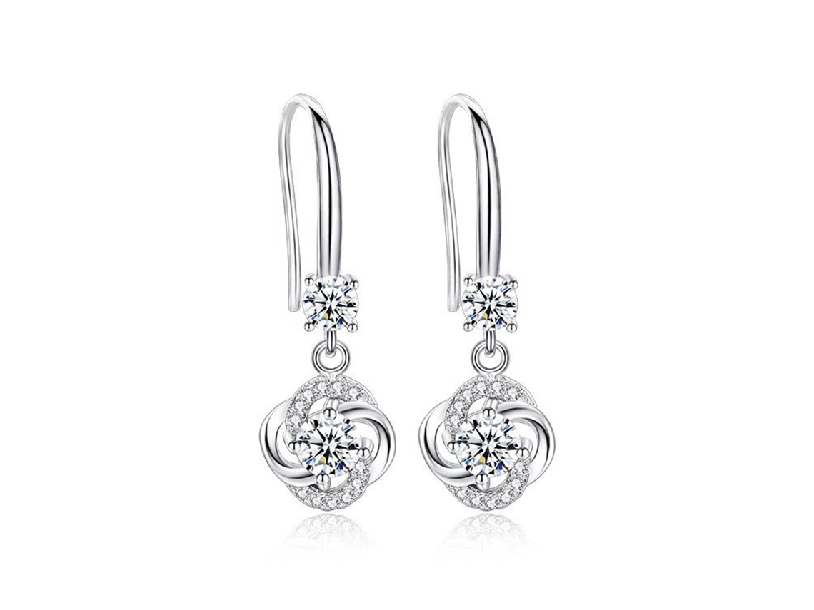 Brincos de Orelha com Gancho Quatro Folhas Strass Minimalistas de Liga de Alumínio para Mulheres Meninas