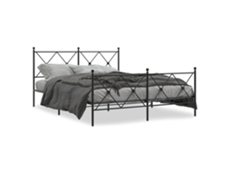 Bed Frame, Bed Frames Vidaxl Preto Aço (150 X 200 Cm)