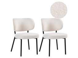 Sillas De Estilo Escandinavo Beliani Wonder De Bouclé Blanco 55x65x82