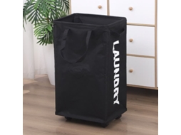 Cesto De Roupa Suja Com Rodas, Com Rodinhas De 48/75l Com Saco De Roupa Removível, Tf, Tf Preto