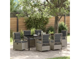 Vidaxl Conjunto De Jantar Para Jardim 7 Pcs Cinzento-claro Vime Pe