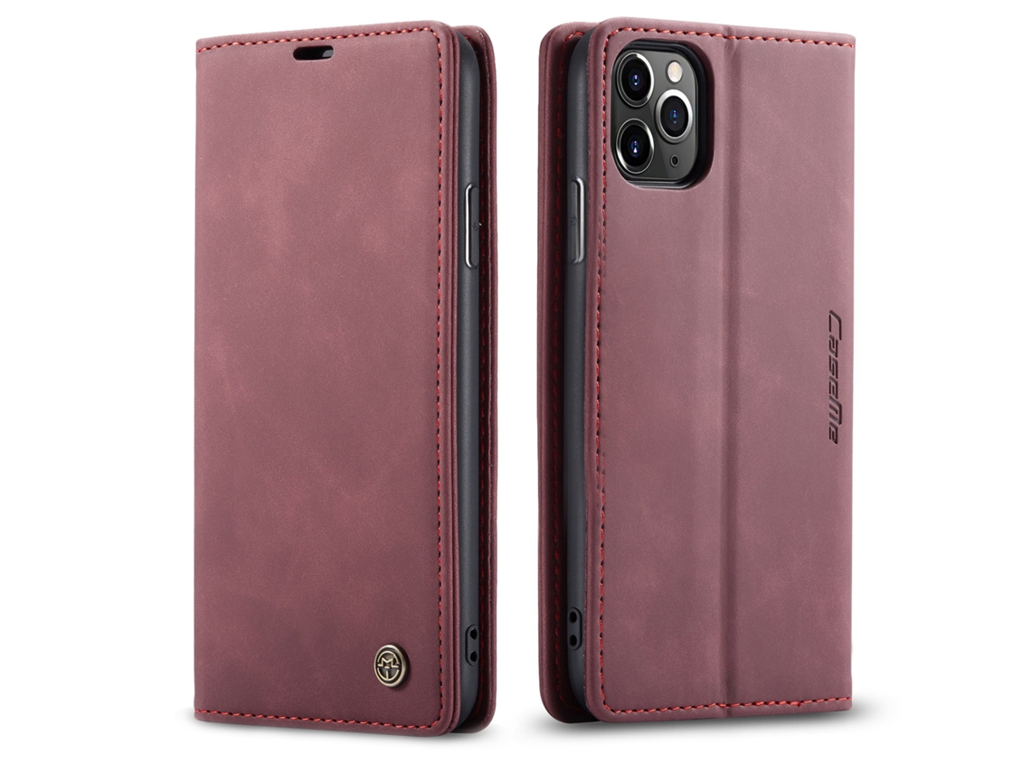 Capa De Celular Em Formato De Cartão, Capa De Couro Estilo Flip Retrôvermelho - Iphone 16 Plus