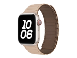 Pulseira Magnética de Silicone HALINUI para Apple Watch Series 1 11/ultra (38 42 Mm) com design esportivo respirável, bege castanho