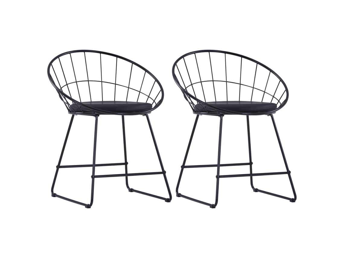 Vidaxl Cadeiras Jantar C/ Assentos Em Couro Artificial 2 Pcs Aço Preto