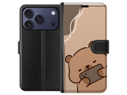Capa Carteira Compatível Com Apple Iphone 17 Pro, Modelo Lazy Bear Chill Mode.