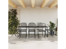 Vidaxl 9 Pcs Conjunto De Jantar Para Jardim Rede De Metal Antracite