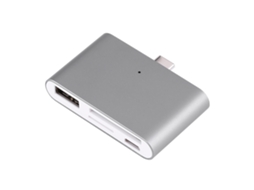 Leitor De Cartão Multifuncional Hub Com Função Otg, Compatível Com Celular E Computador (cinza Revólver)