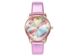 Relógio de Pulso Feminino Vansvar com Pulseira Pu Cor Gradiente Rosa