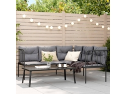 Conjunto de Sofás de Jardim C/ Almofadões Aço/textilene Preto HARLANV1