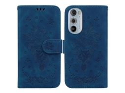 Capa De Celular Em Couro Com Estampa De Borboleta E Rosa Para Motorola Edge+ 2022 / Edge 30 Pro
