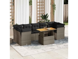 Vidaxl 8 Pcs Conjunto Sofás de Jardim C/ Almofadões Vime Pe Cinzento