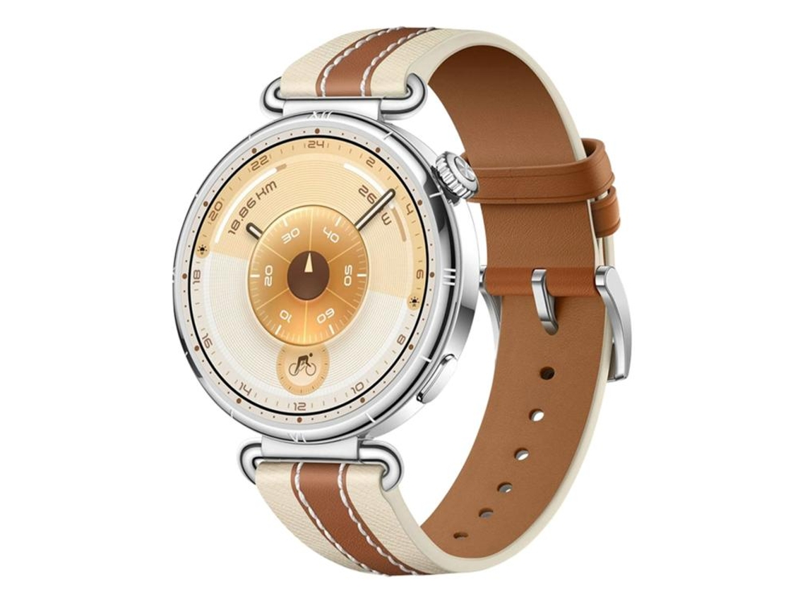 Bracelete para Huawei Watch Gt 6 XIAOMOYU em couro costura bicolor com fivela prateada (18mm) marrom sela (41mm)