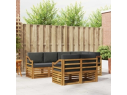 Vidaxl Conjunto De Sofás Para Exterior 7 Unid. Natural E Antracite