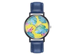 Reloj De Cuarzo Analógico Mujer Con Correa Pu Estilo Simple Regalo De Joyería Azul