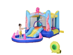 Castelo Insuflável Infantil (com Escorrega, Trampolim e Piscina, Insuflador Incluído, 360x175x180cm)