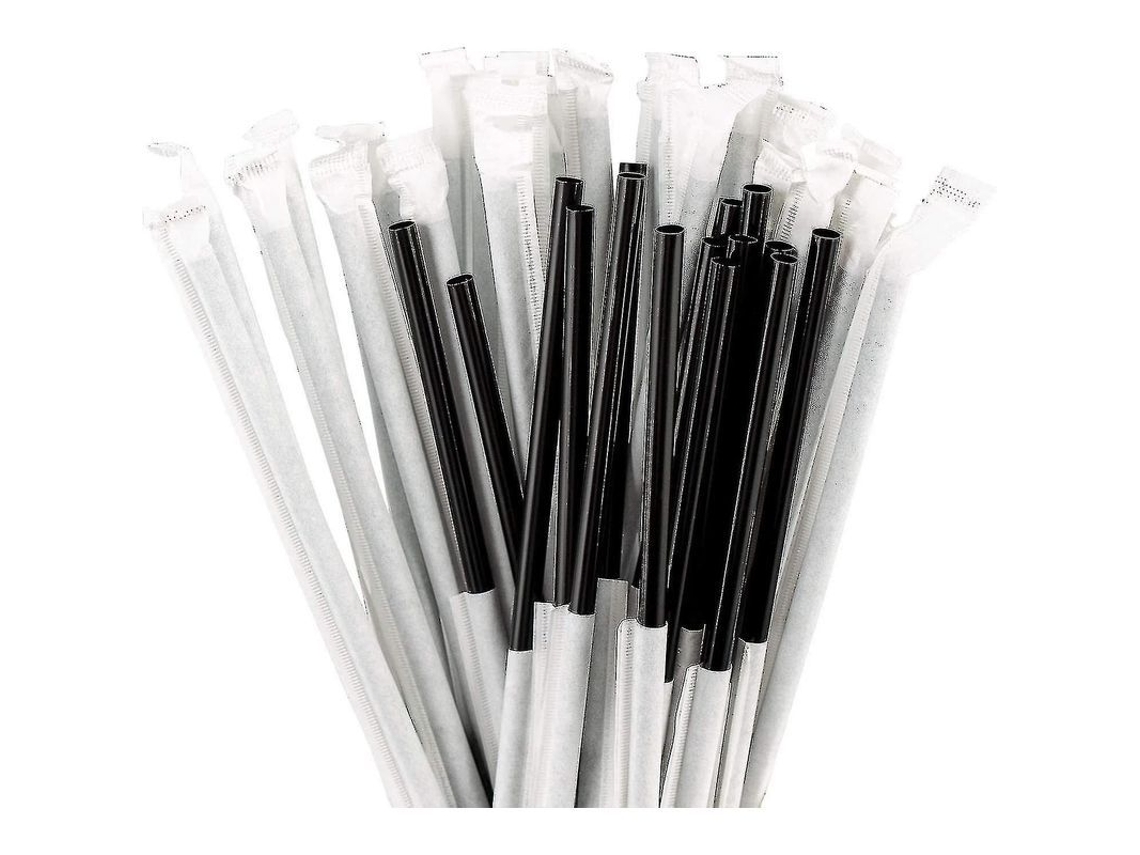 1000/500/100 Canudos de Plástico Preto Individualmente Embrulhados 8 Polegadas Bpa Free