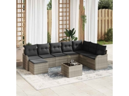 Vidaxl Conjunto De Sofá De Jardim 9 Unid. Cinzento-claro Vime Pe