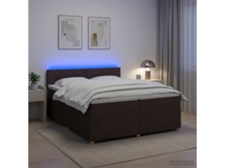 Vidaxl Cama Box Spring Com Colchão Marrom Escuro 200 X 200 Cm Tecido