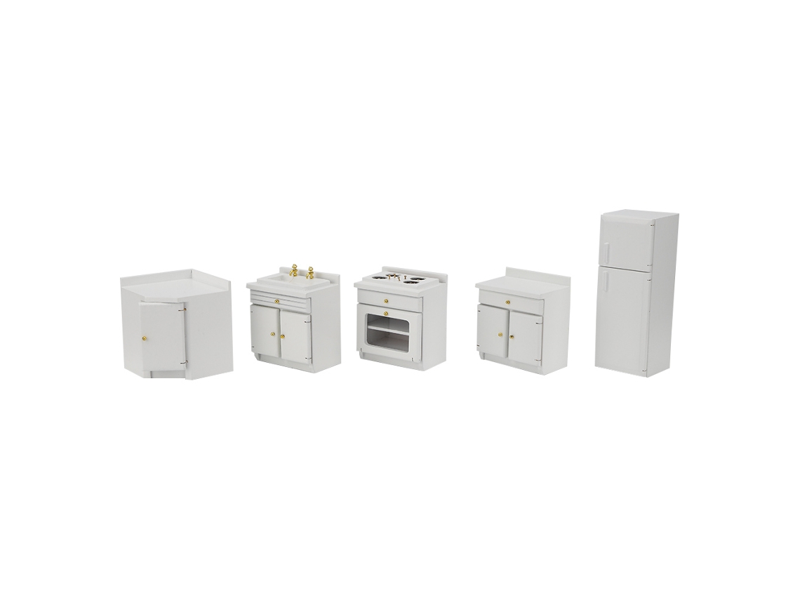 Primerox casinha de Bonecas Miniatura 1:12 Cozinha Integral Madeira Branco Brinquedo Infantil