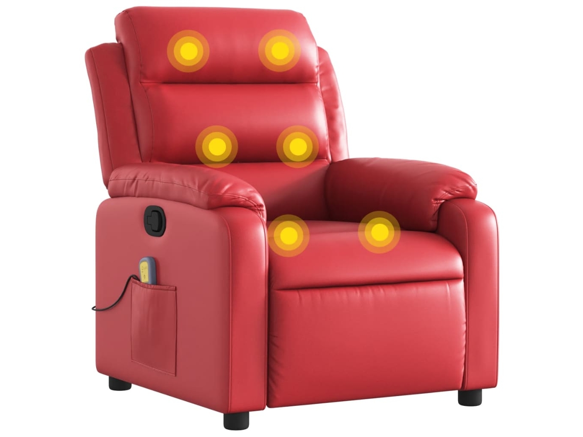 Poltrona De Massagens Reclinável Vidaxl Vermelho Couro Artificial