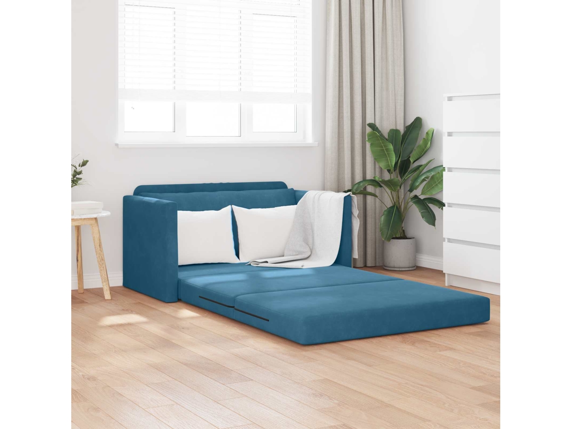 Vidaxl Sofá-cama Azul 124 X 71 X 78 Cm Veludo