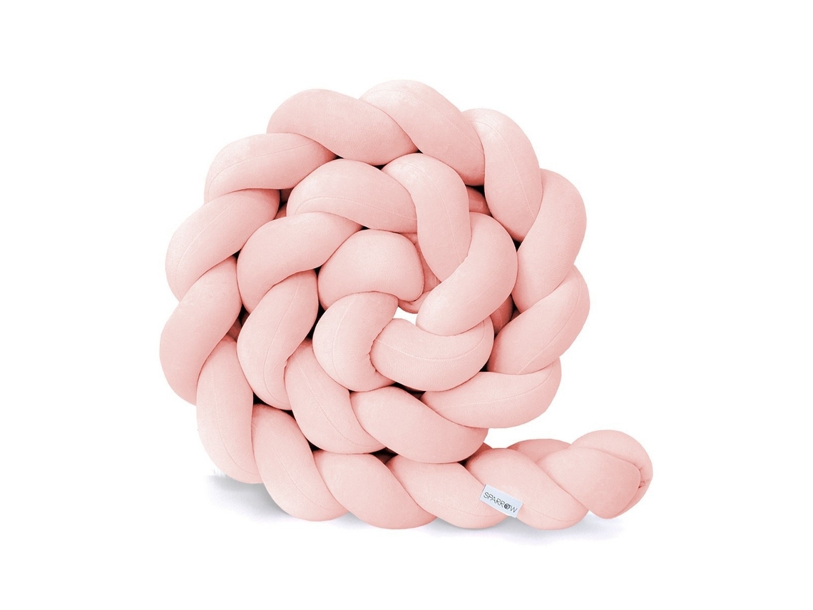 Protetor De Berço 250 Cm, Algodão Respirável, Rosa, Macio Anticolisão Acolchoado E Lavável Elysve