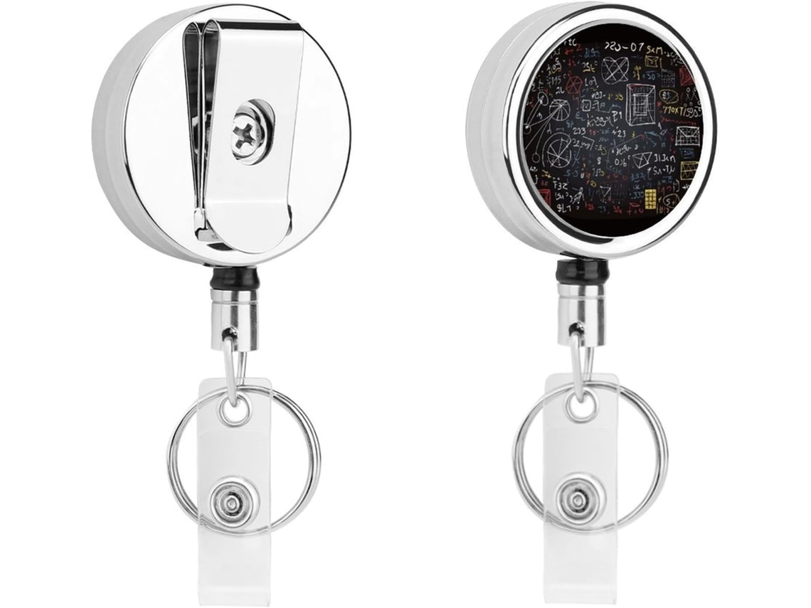 Porta Crachá Retrátil De Metal Matemática E Física, Portátil, Em Nylon, Com Cordão De Aço Inoxidável E Chaveiro De