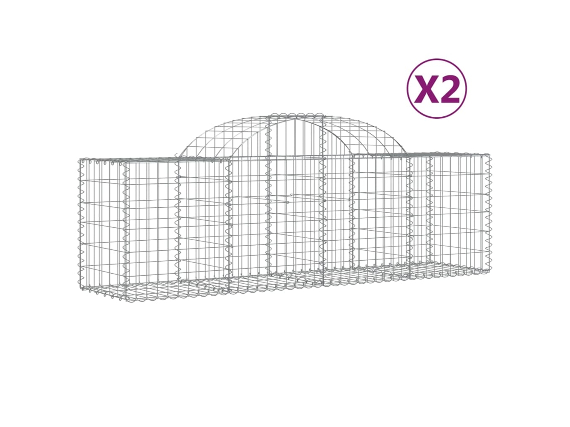 Gabion Basket, Gabion Baskets Vidaxl Prateado Ferro (200 X 50 X 60/80 Cm)