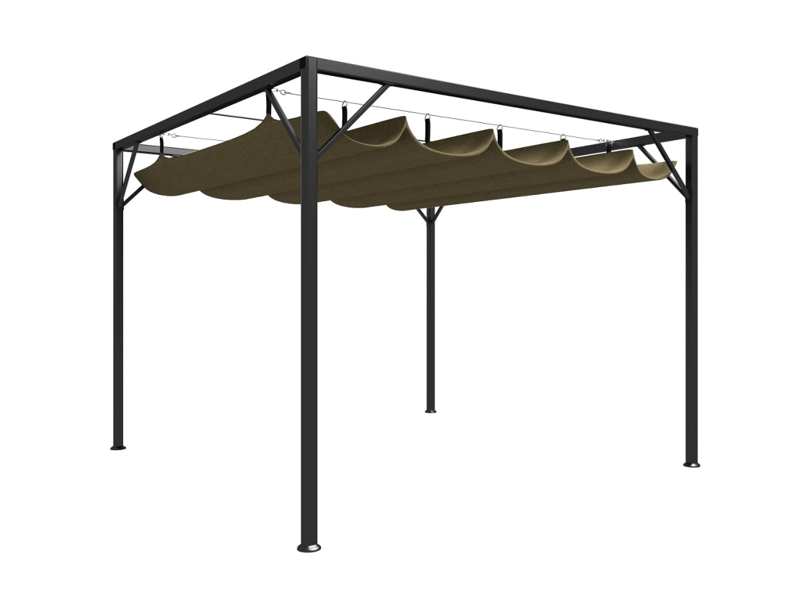 Vidaxl Gazebo Jardim Telhado Retrátil 3x3 M 180 G/m² Cinza-acastanhado