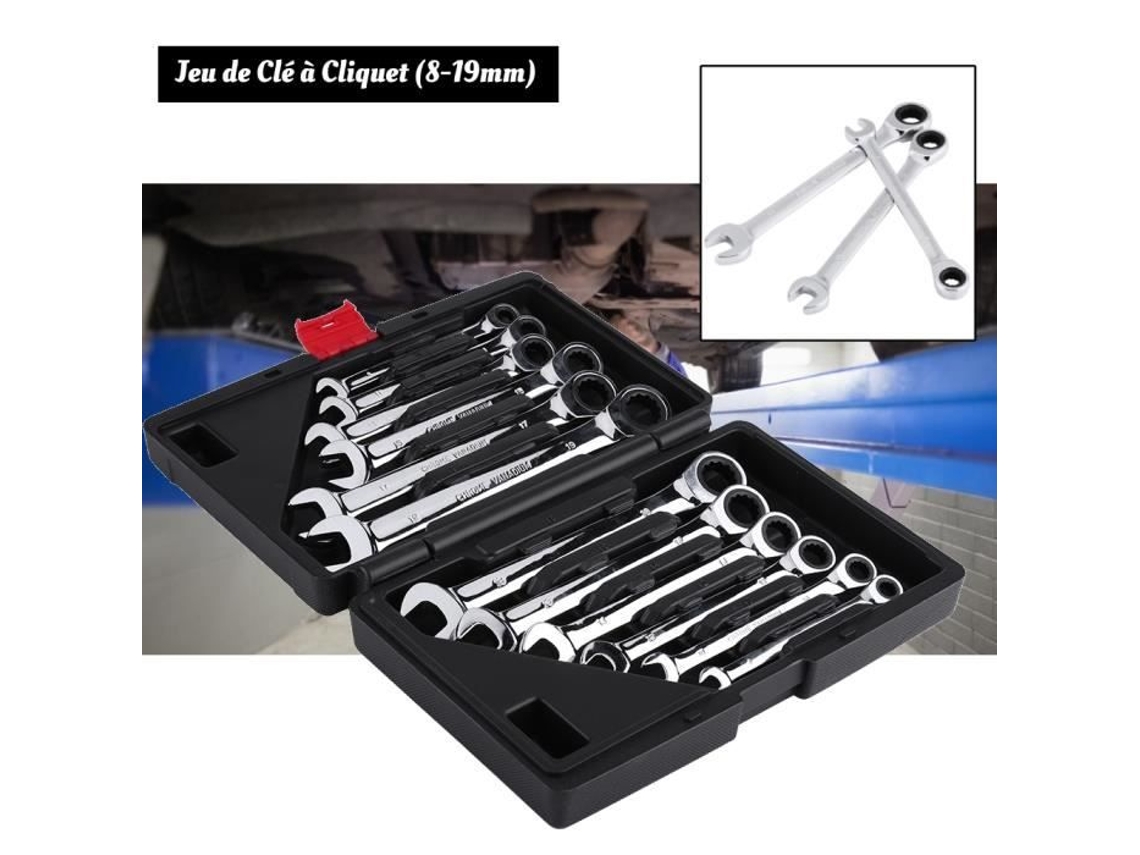 HURRISE 12 Pcs Conjunto de Combinação de Chave de Catraca Combinada Chave Combinada Reversível 8-19Mm