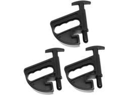 Ferramenta manual para remoção de pneus em plástico vermelho, 3 peças, com funções simples.