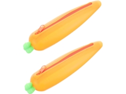 Conjunto De 2 Estojos De Silicone Com Design, Estojo Escolar Para Meninas, Grande Capacidade, Portátil.