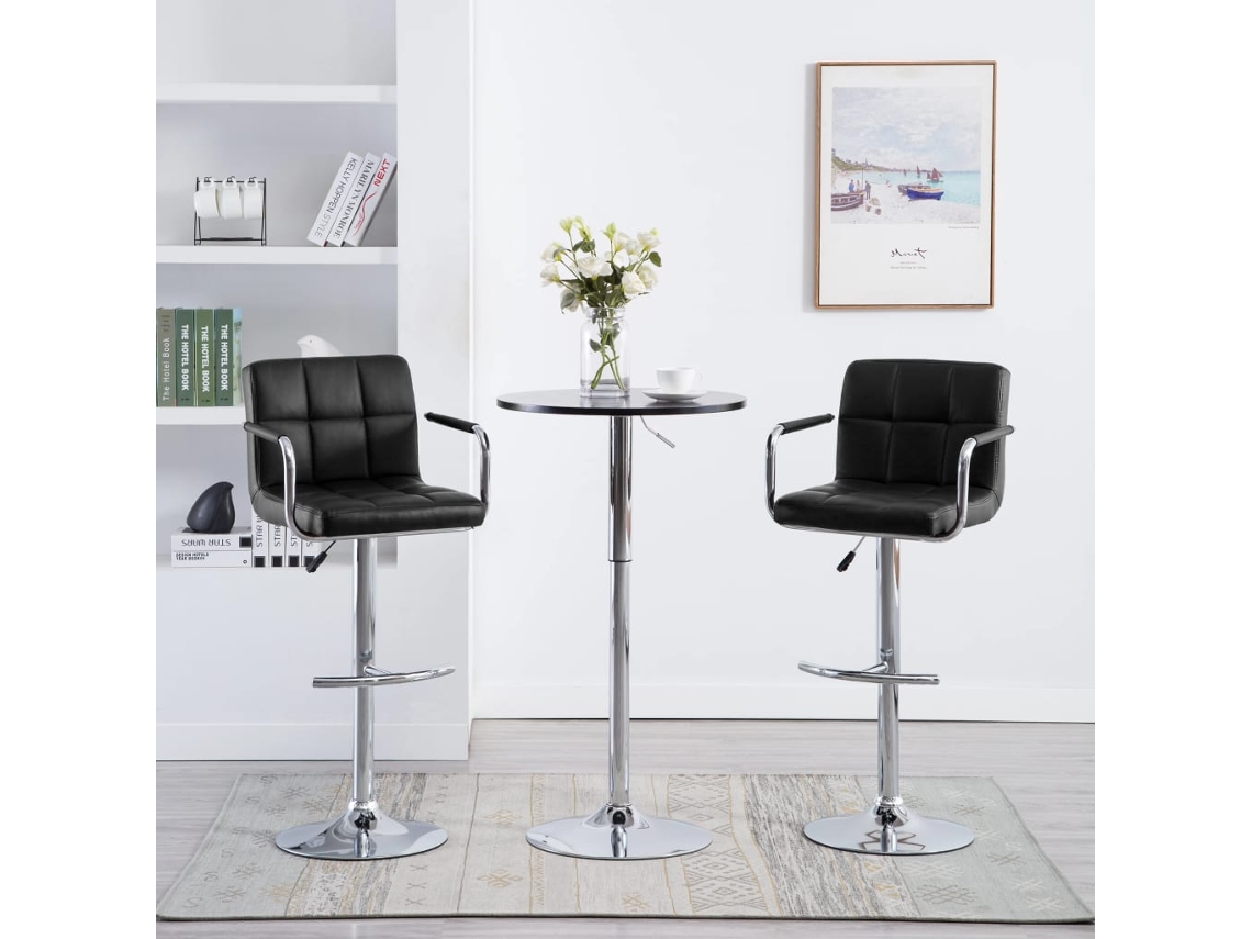 Vidaxl Bancos De Bar 2 Pcs Couro Artificial Preto